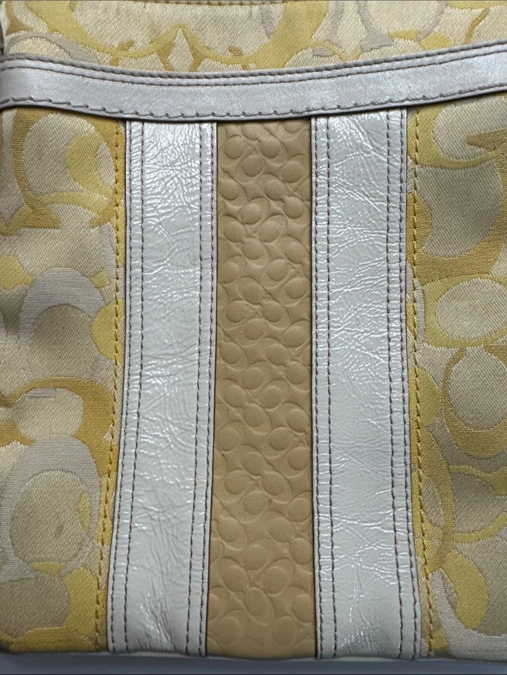 Coach Optic Yellow and Cream Signature Swingback Crossbody Bag